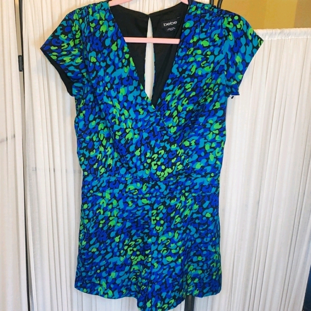 Bebe green and blue romper